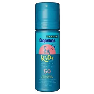 Coppertone Kids Roll On Water Resistant SPF 50 Sunscreen with Blue Color 2.5oz
